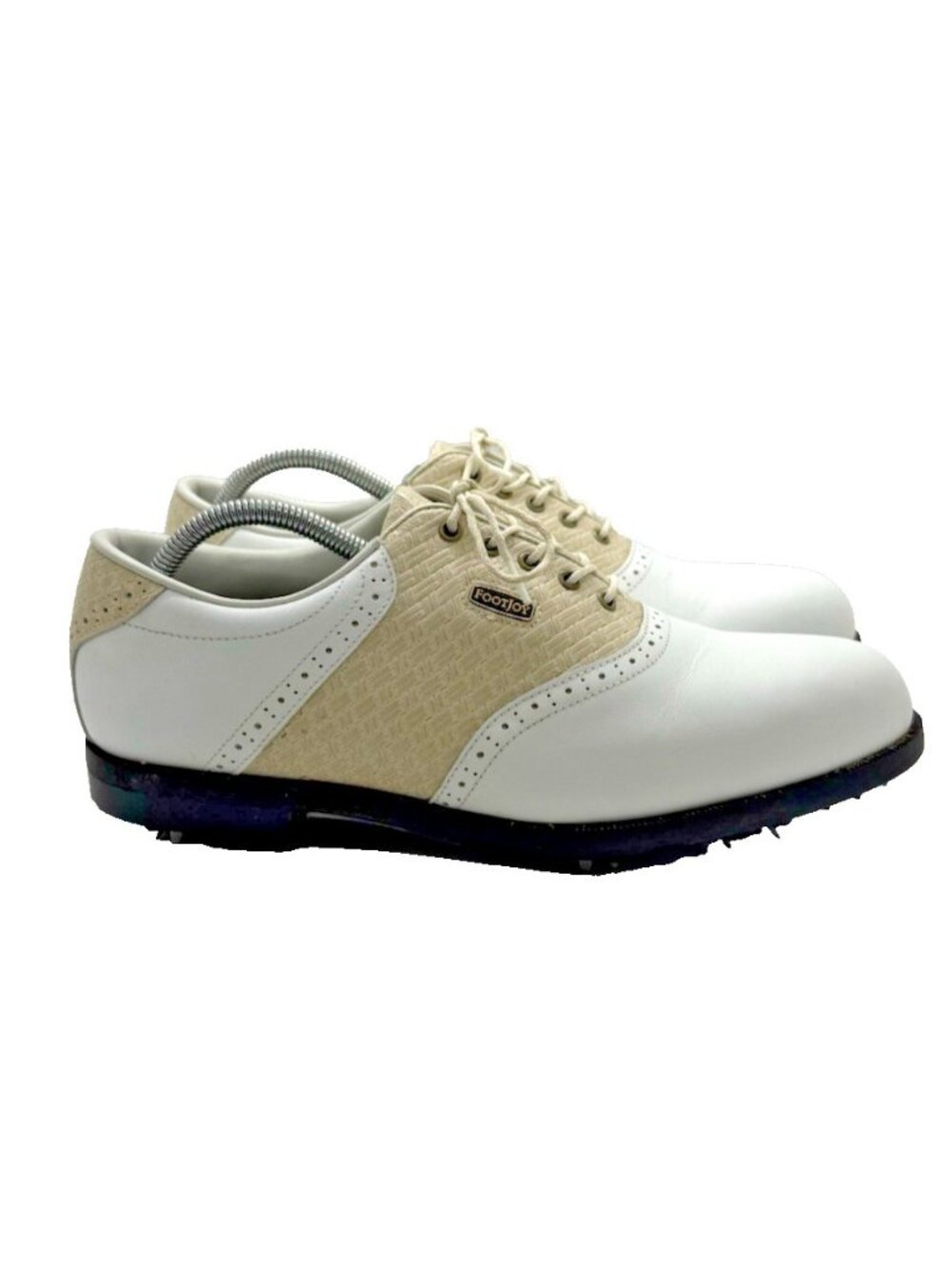 FootJoy Shoes Women's 10 M DryJoys Cleats Golf Sneakers 99127 White Tan Leather
